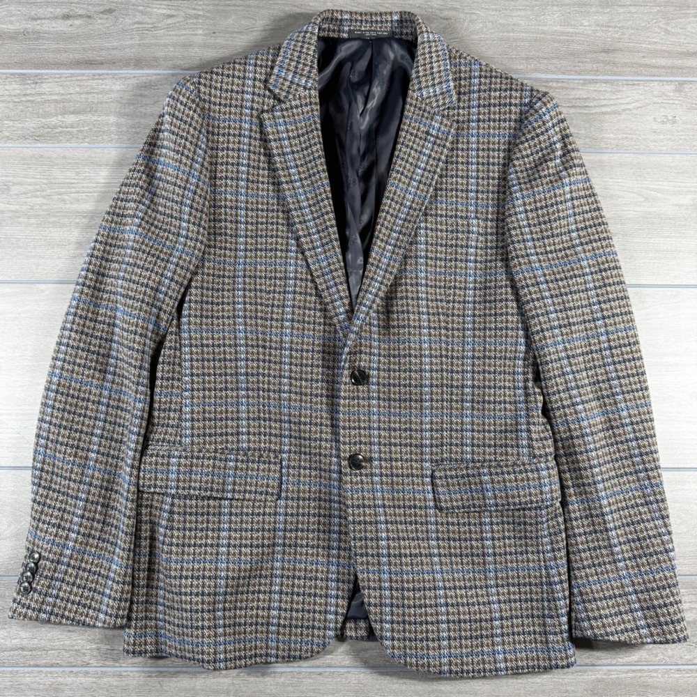 Scotch & Soda Blazer XL Brown Blue Plaid Two Button Academic Sport Coat